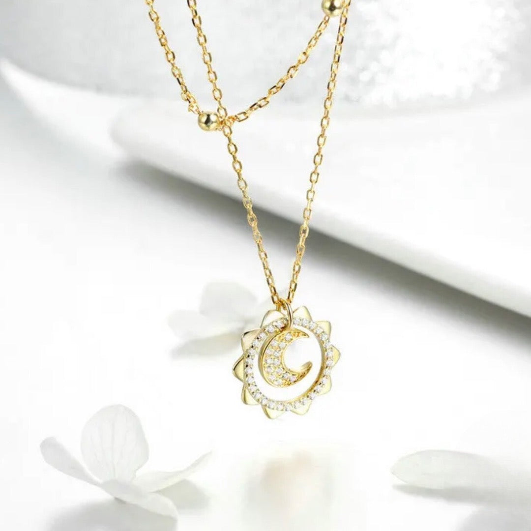 MARIANA STERLING SILVER SUN AND MOON PENDENT NECKLACE