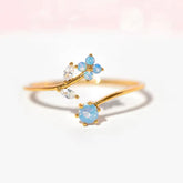 RIN BLUE FLOWER CZ RING