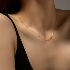 STERLING SILVER SIDEWAYS CROSS NECKLACE