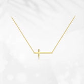 STERLING SILVER SIDEWAYS CROSS NECKLACE