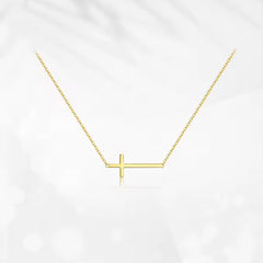 STERLING SILVER SIDEWAYS CROSS NECKLACE