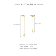 LEXIS STERLING SILVER MOON AND STAR DANGLE EARRINGS