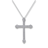 GIA STERLING SILVER MOISSANITE CROSS NECKLACE