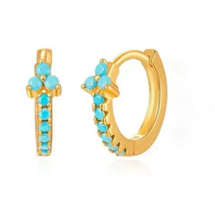 SANCHIA STERLING SILVER TURQUOISE HUGGIE EARRINGS