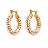 MIA PEARL MINI HOOP EARRINGS