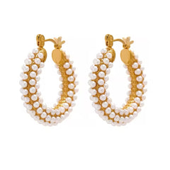 MIA PEARL MINI HOOP EARRINGS