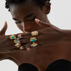 LYRA WHITE AGATE BOHO RING