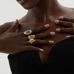 LYRA WHITE AGATE BOHO RING