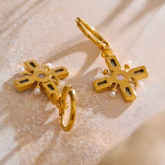 SAVANNAH CZ CROSS EARRINGS