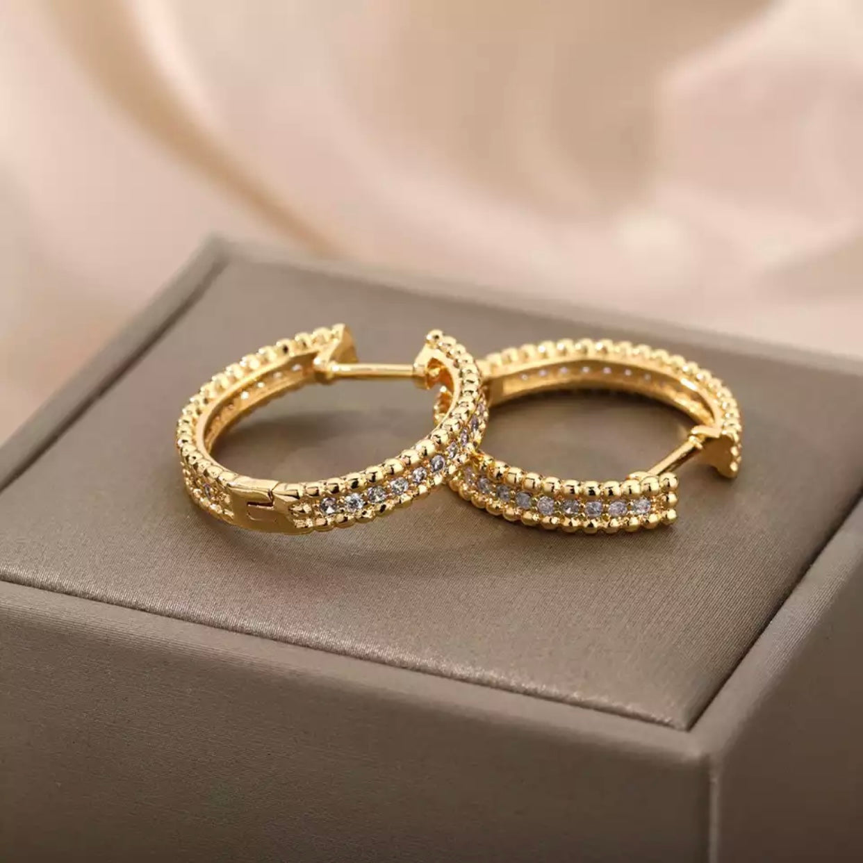 JANINE GOLD BLING HOOP EARRINGS