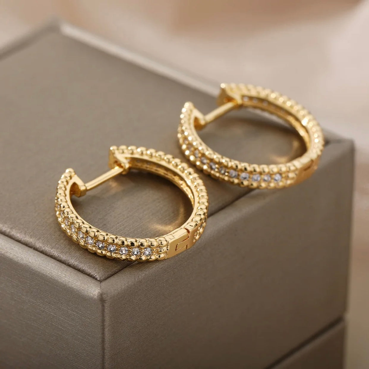 JANINE GOLD BLING HOOP EARRINGS