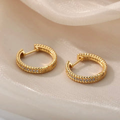 JANINE GOLD BLING HOOP EARRINGS