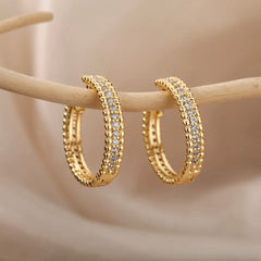 JANINE GOLD BLING HOOP EARRINGS