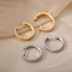 JANINE GOLD BLING HOOP EARRINGS