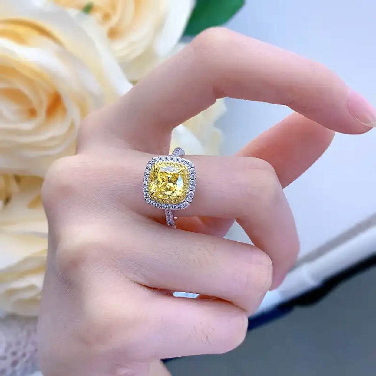 GRACIE STERLING SILVER YELLOW HIGH CARBON RING