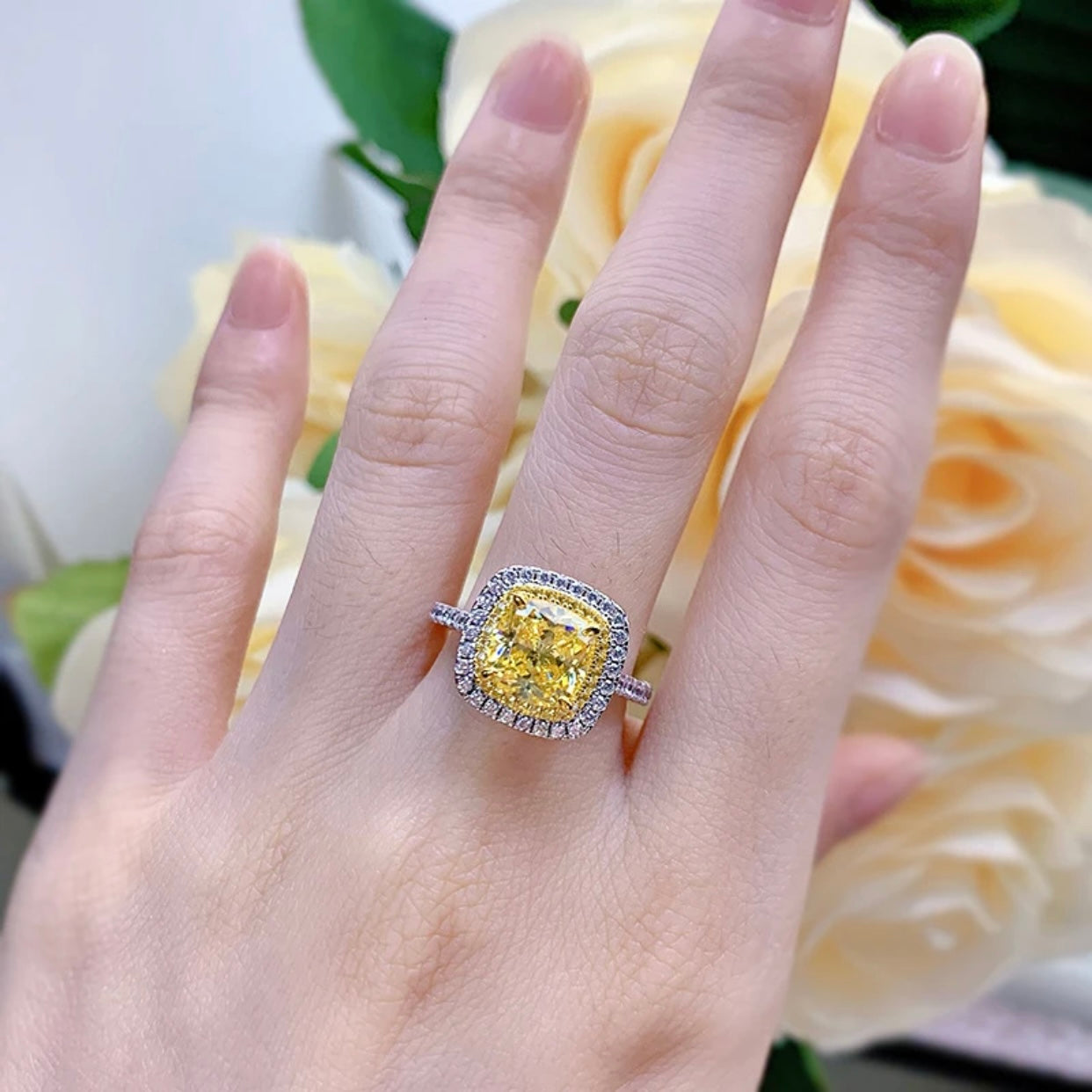 GRACIE STERLING SILVER YELLOW HIGH CARBON RING