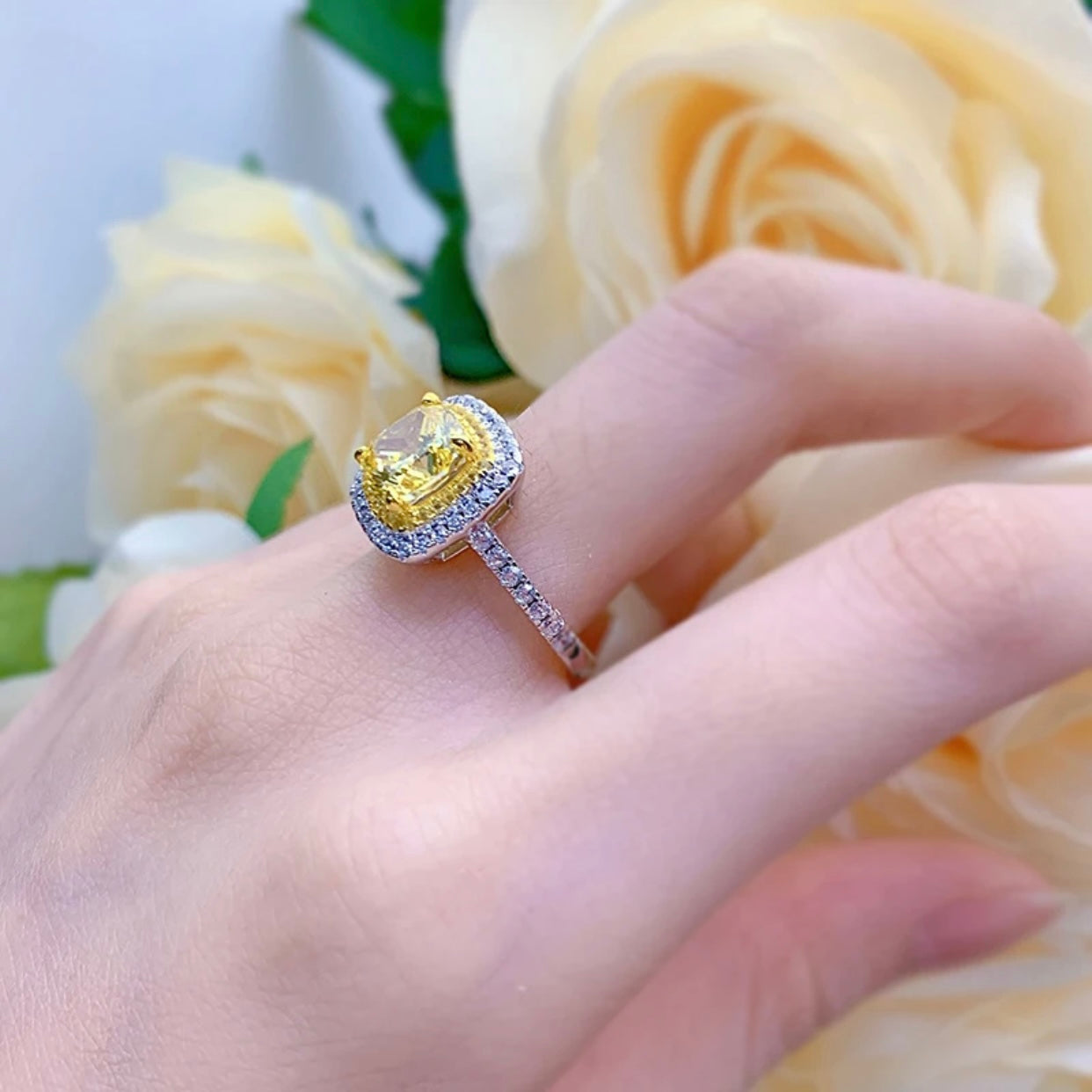 GRACIE STERLING SILVER YELLOW HIGH CARBON RING