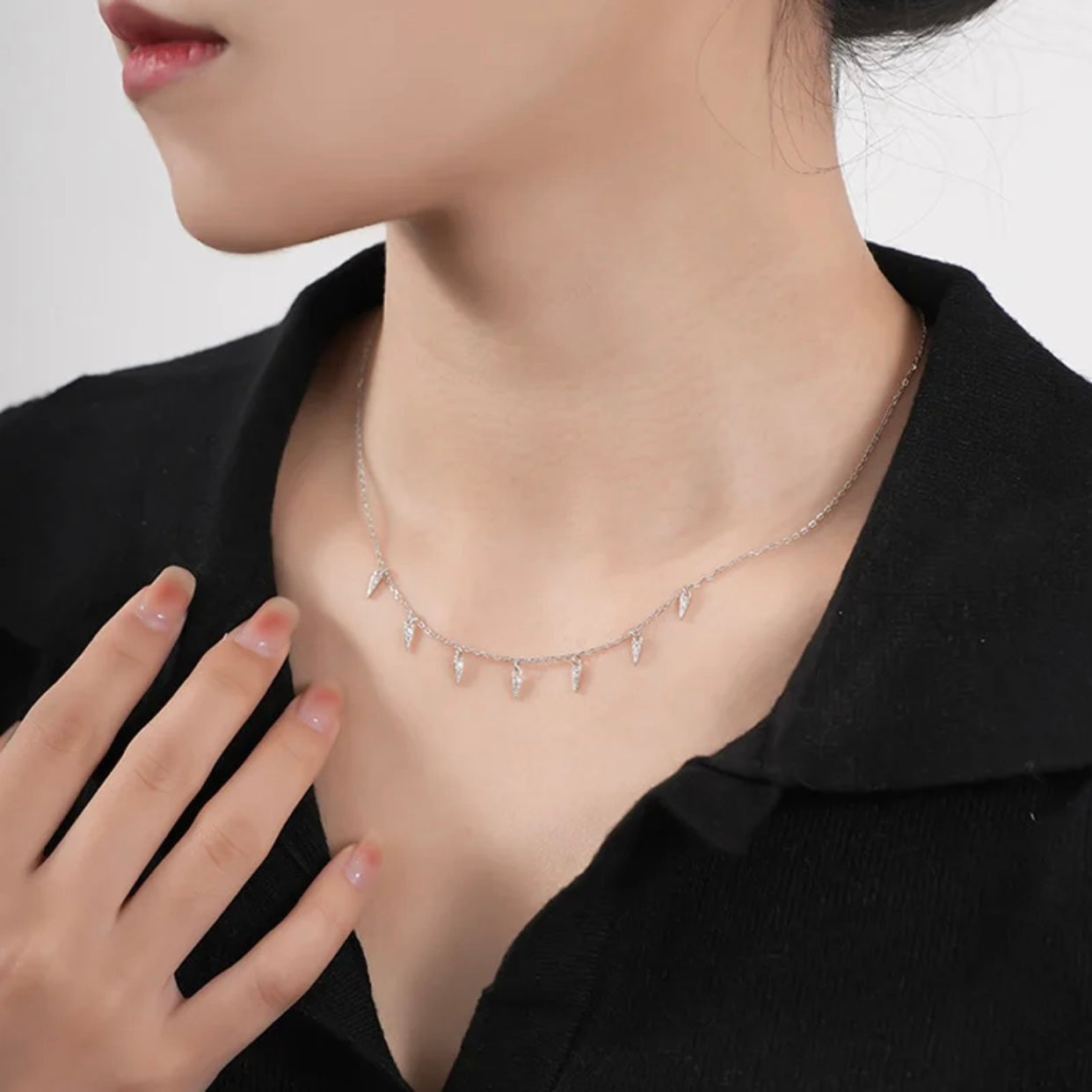 JIA STERLING SILVER TASSEL CHARM NECKLACE
