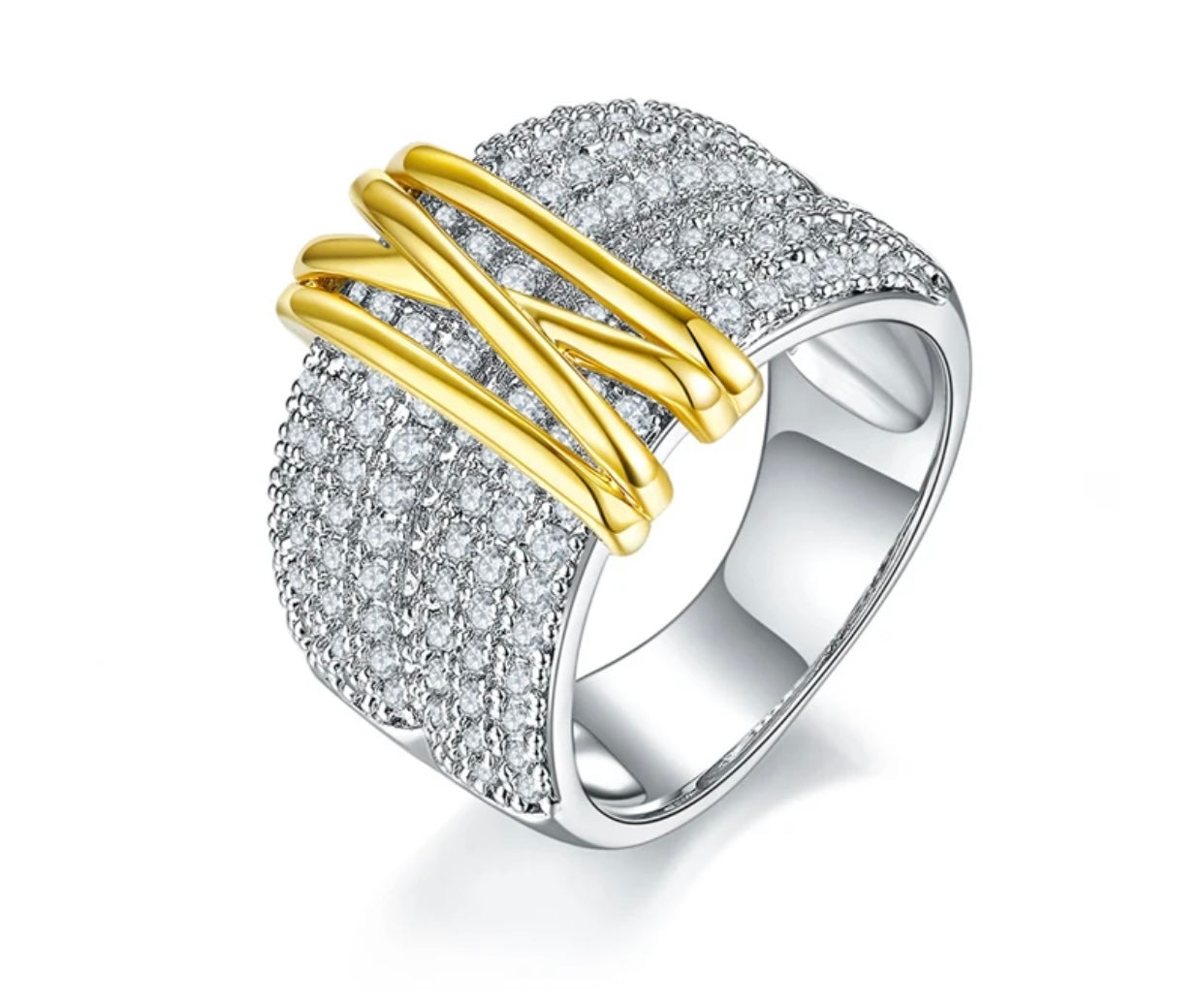 LAYA STERLING SILVER PAVE BAND RING