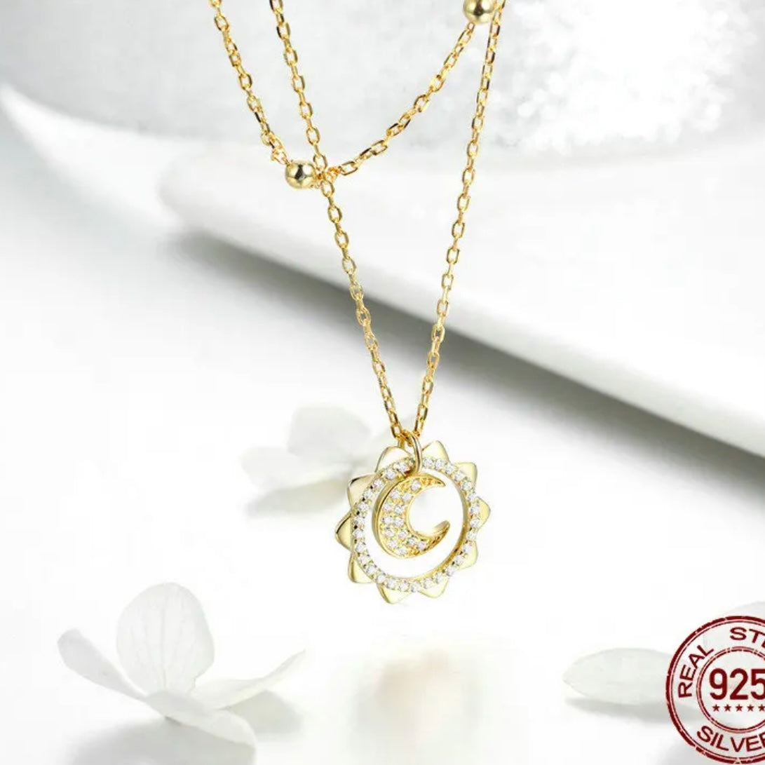 MARIANA STERLING SILVER SUN AND MOON PENDENT NECKLACE