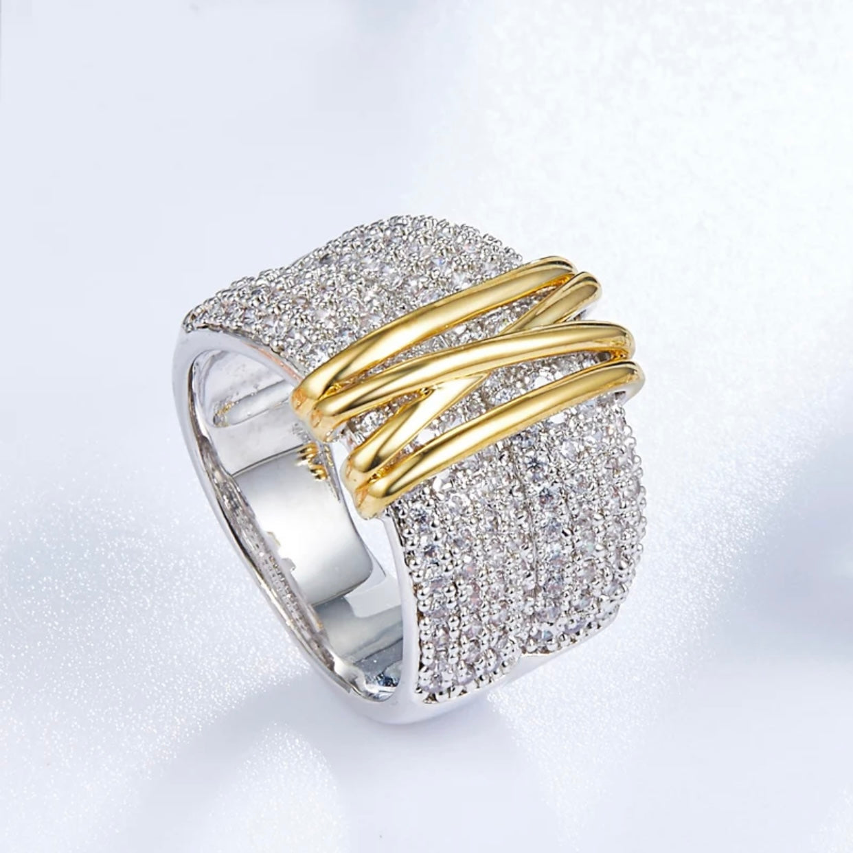 LAYA STERLING SILVER PAVE BAND RING