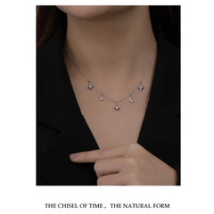 KATERINA STERLING SILVER MOON AND STARS LARIAT NECKLACE