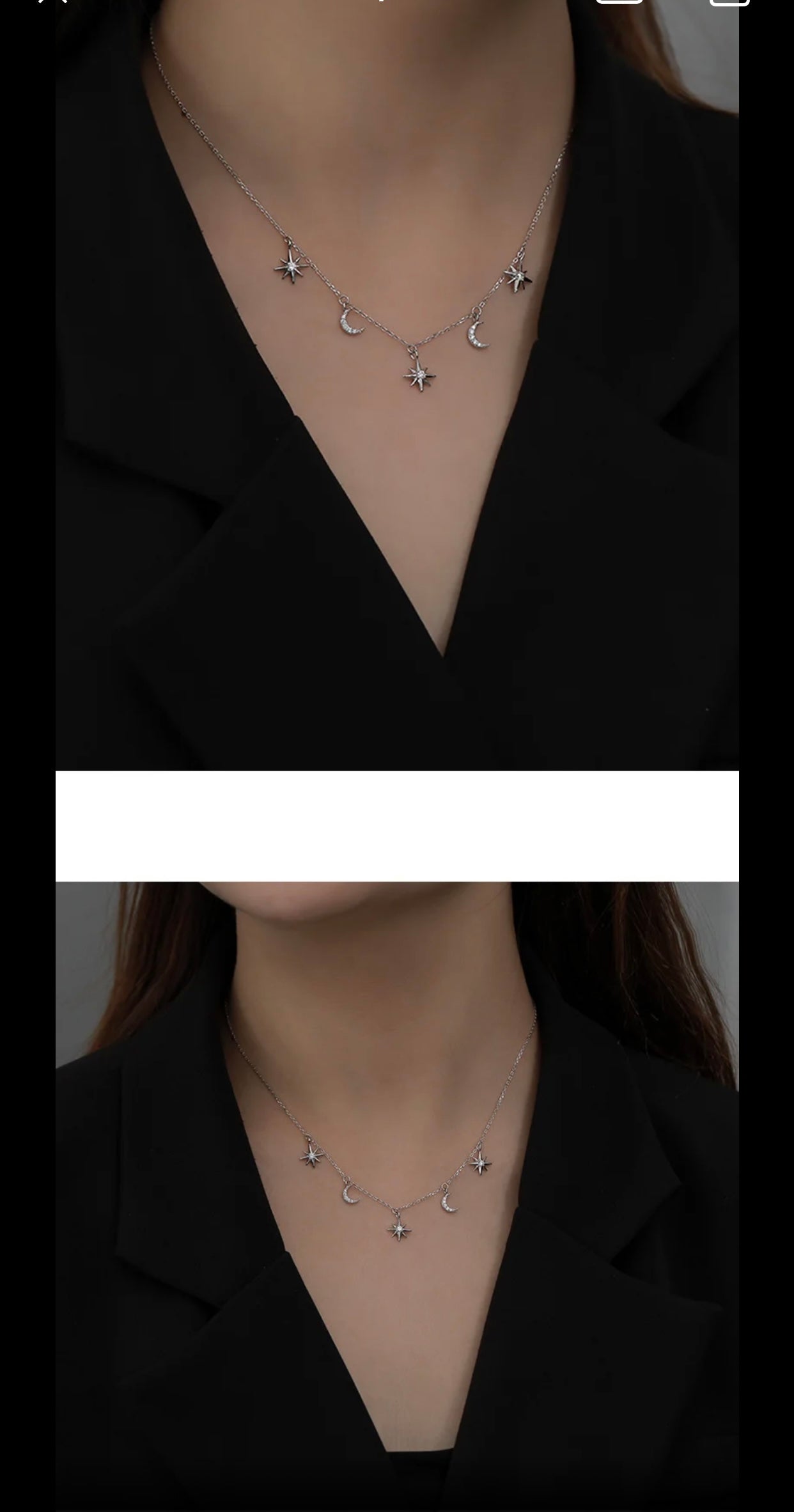 KATERINA STERLING SILVER MOON AND STARS LARIAT NECKLACE