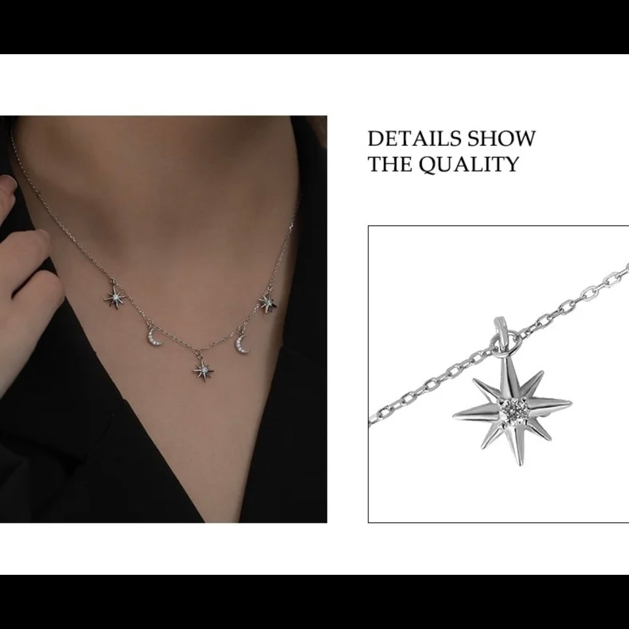 KATERINA STERLING SILVER MOON AND STARS LARIAT NECKLACE