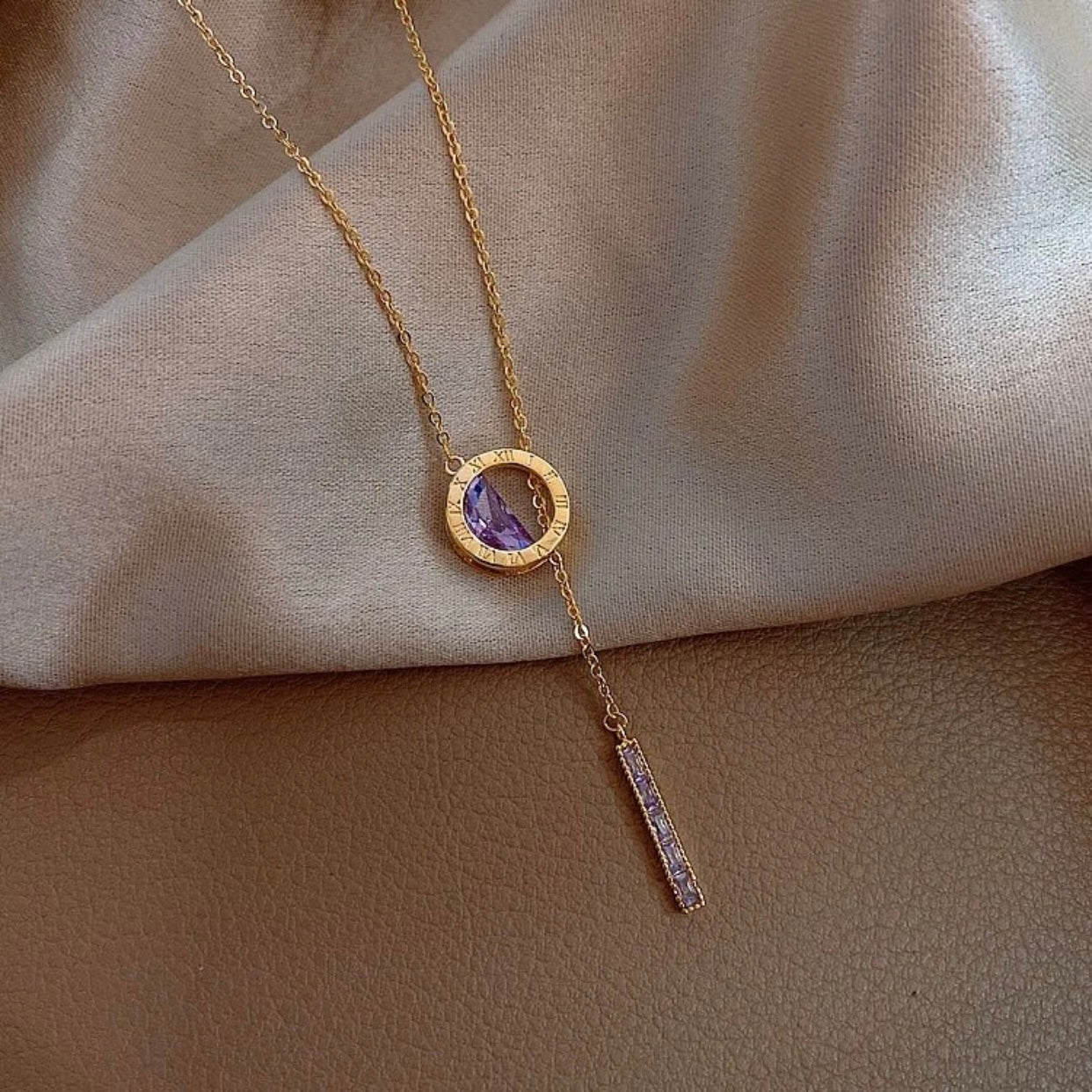 PAOLA ROMAN NUMERAL LARIAT NECKLACE
