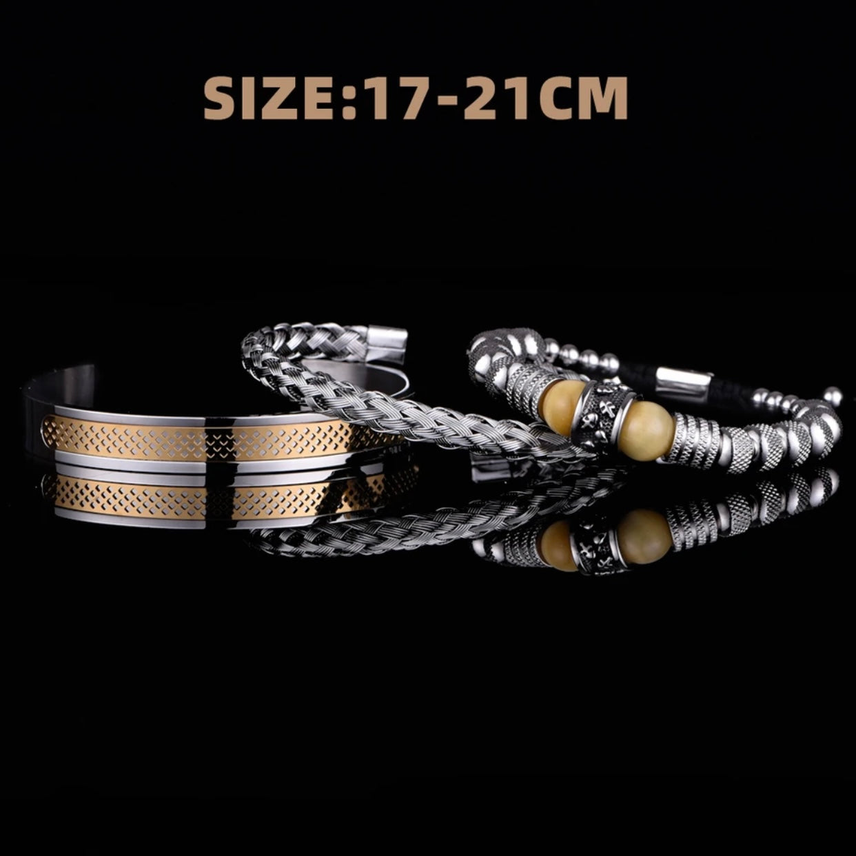WES 3PC TITANIUM STEEL HANDMADE BRACELETS