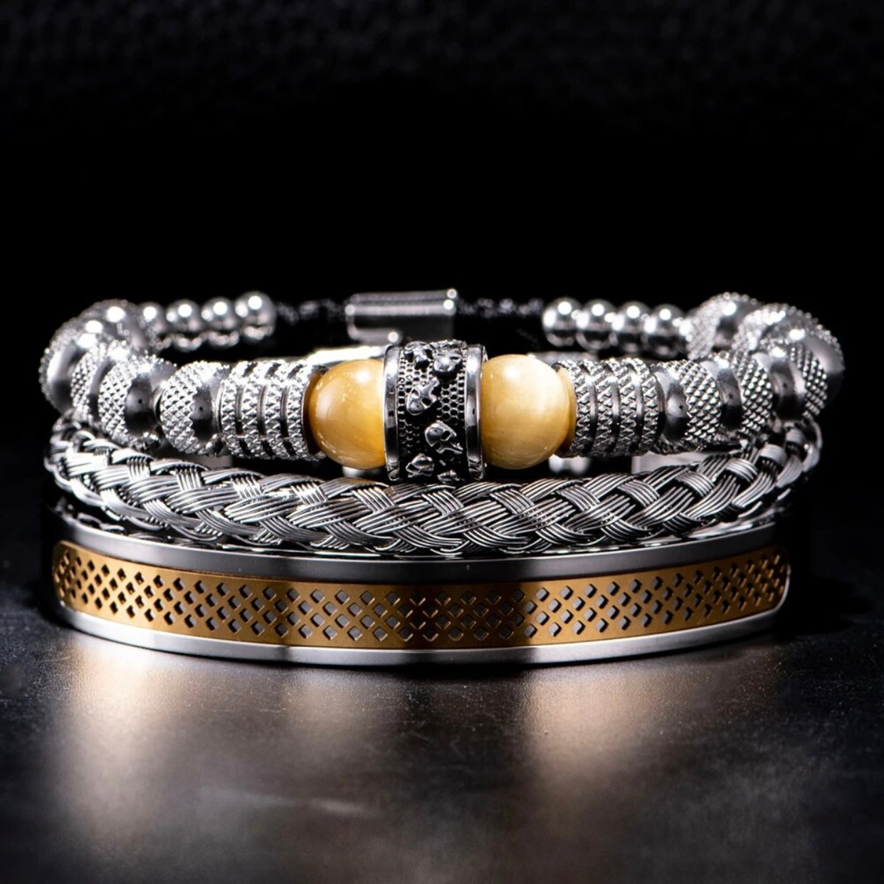 WES 3PC TITANIUM STEEL HANDMADE BRACELETS