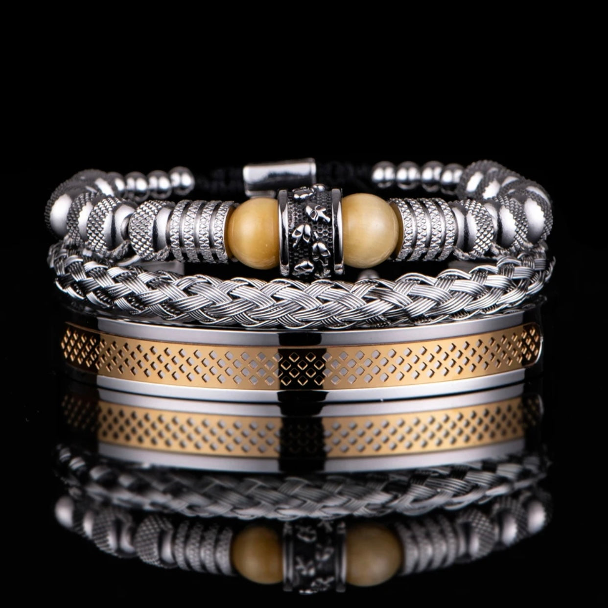 WES 3PC TITANIUM STEEL HANDMADE BRACELETS