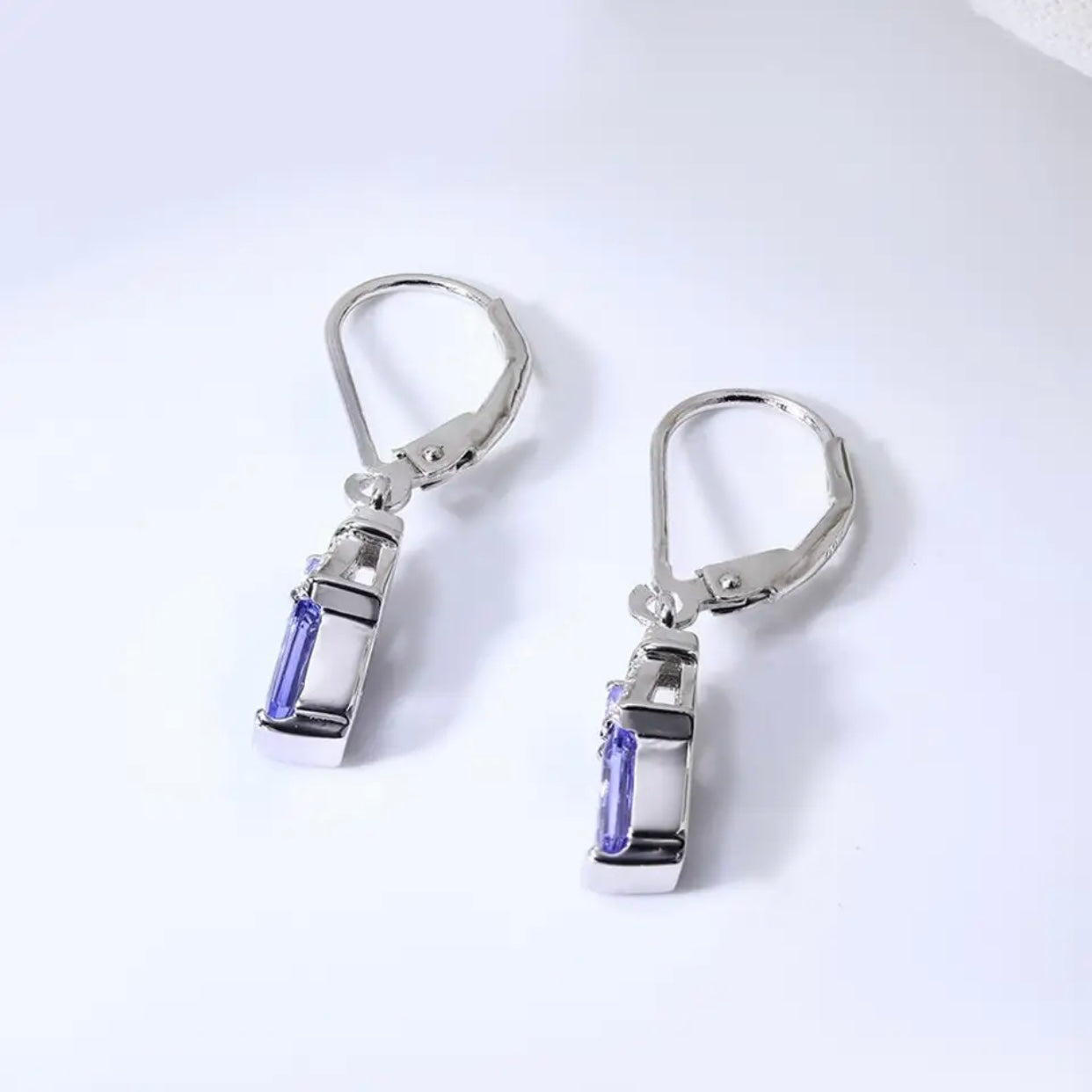AURORA TANZANITE STERLING SILVER DANGLE EARRINGS