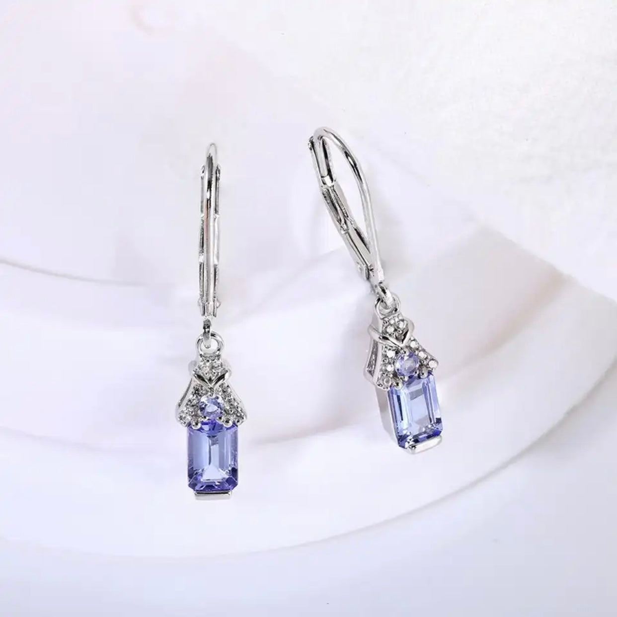 AURORA TANZANITE STERLING SILVER DANGLE EARRINGS