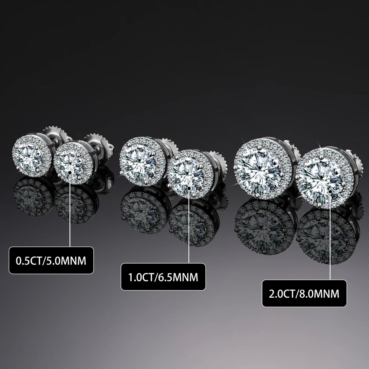 CLAUDIA STERLING SILVER MOISSANITE STUD EARRINGS