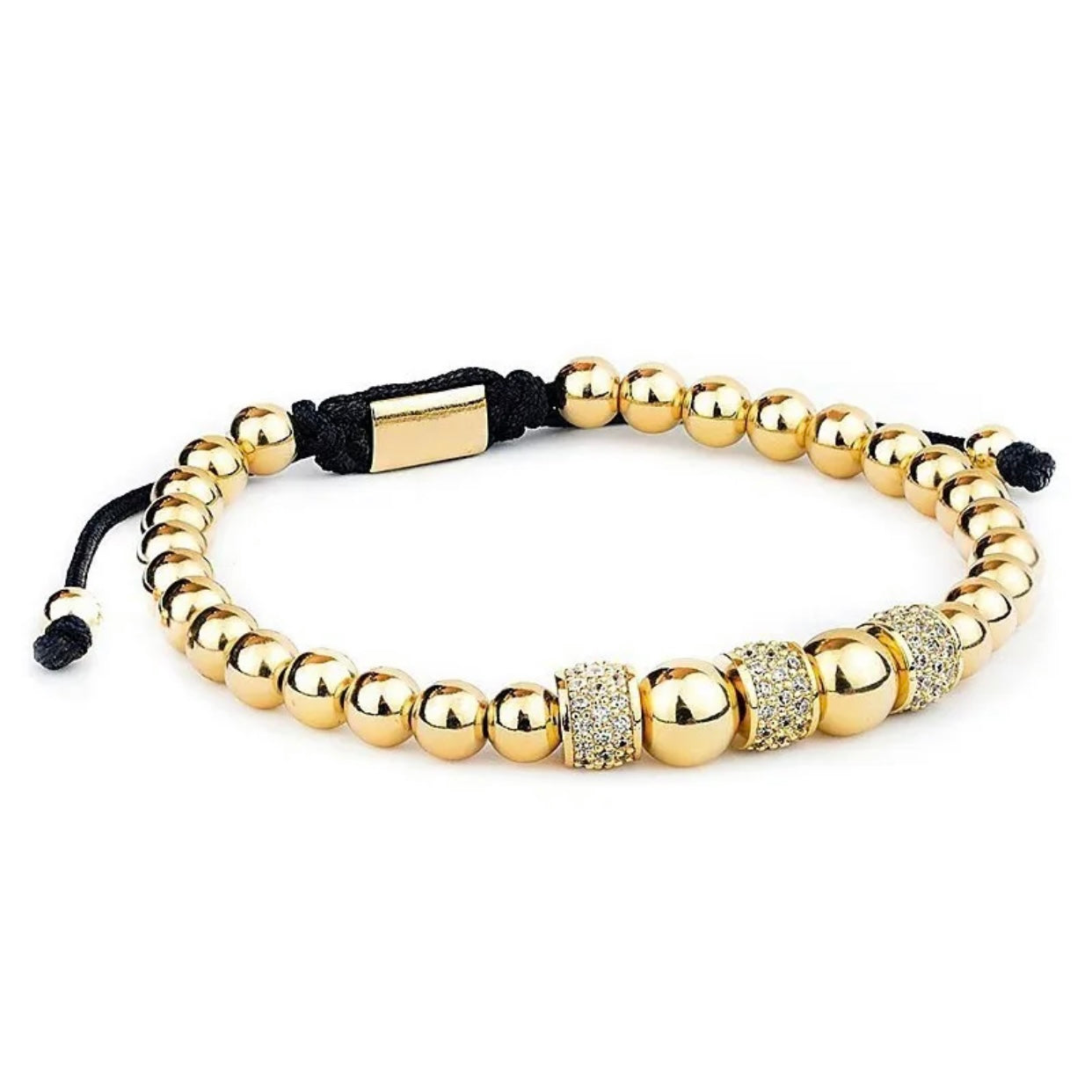 MATTEO 3 PIECE BLING BEAD CROWN MENS BRACELET