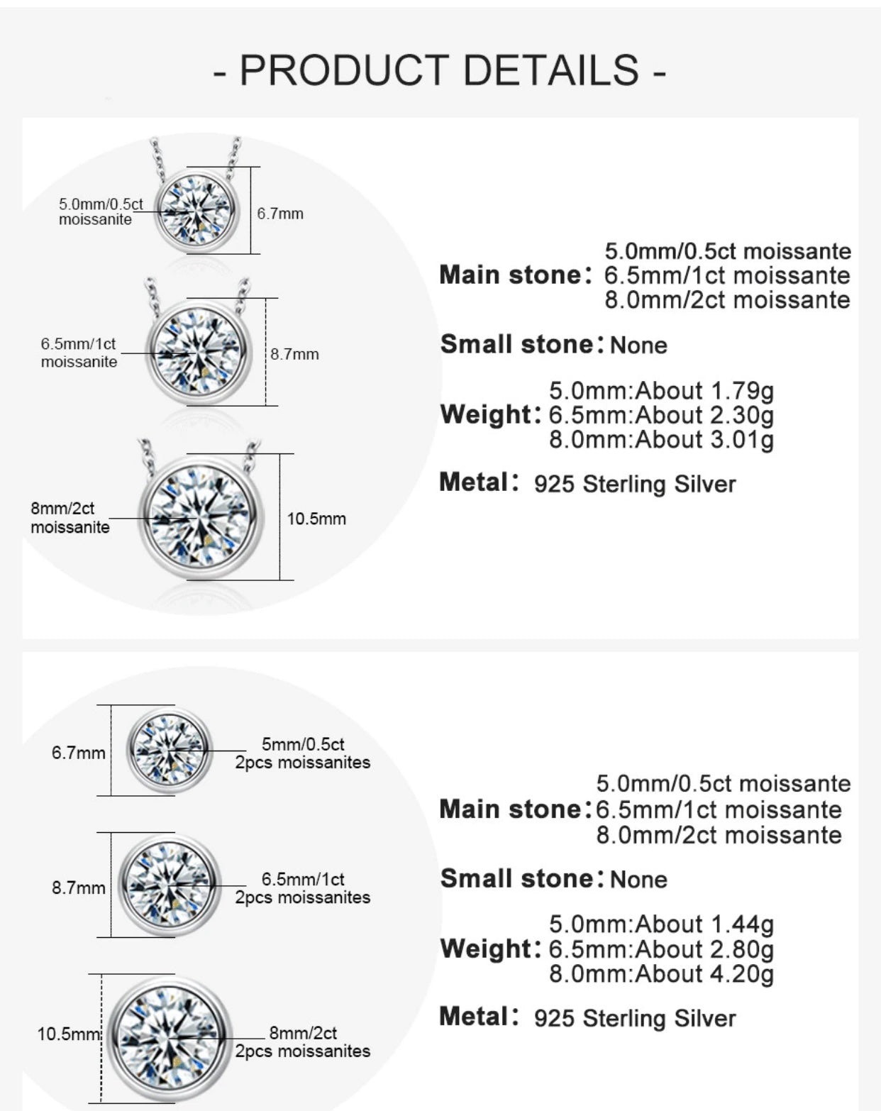 ADELINA STERLING SILVER MOISSANITE PENDENT NECKLACE