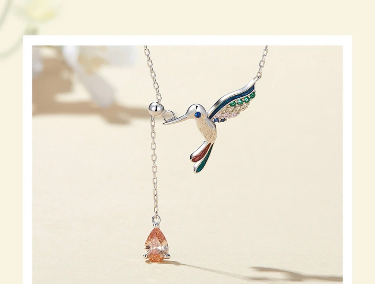 ANTILLEAN STERLING SILVER HUMMINGBIRD PENDENT NECKLACE
