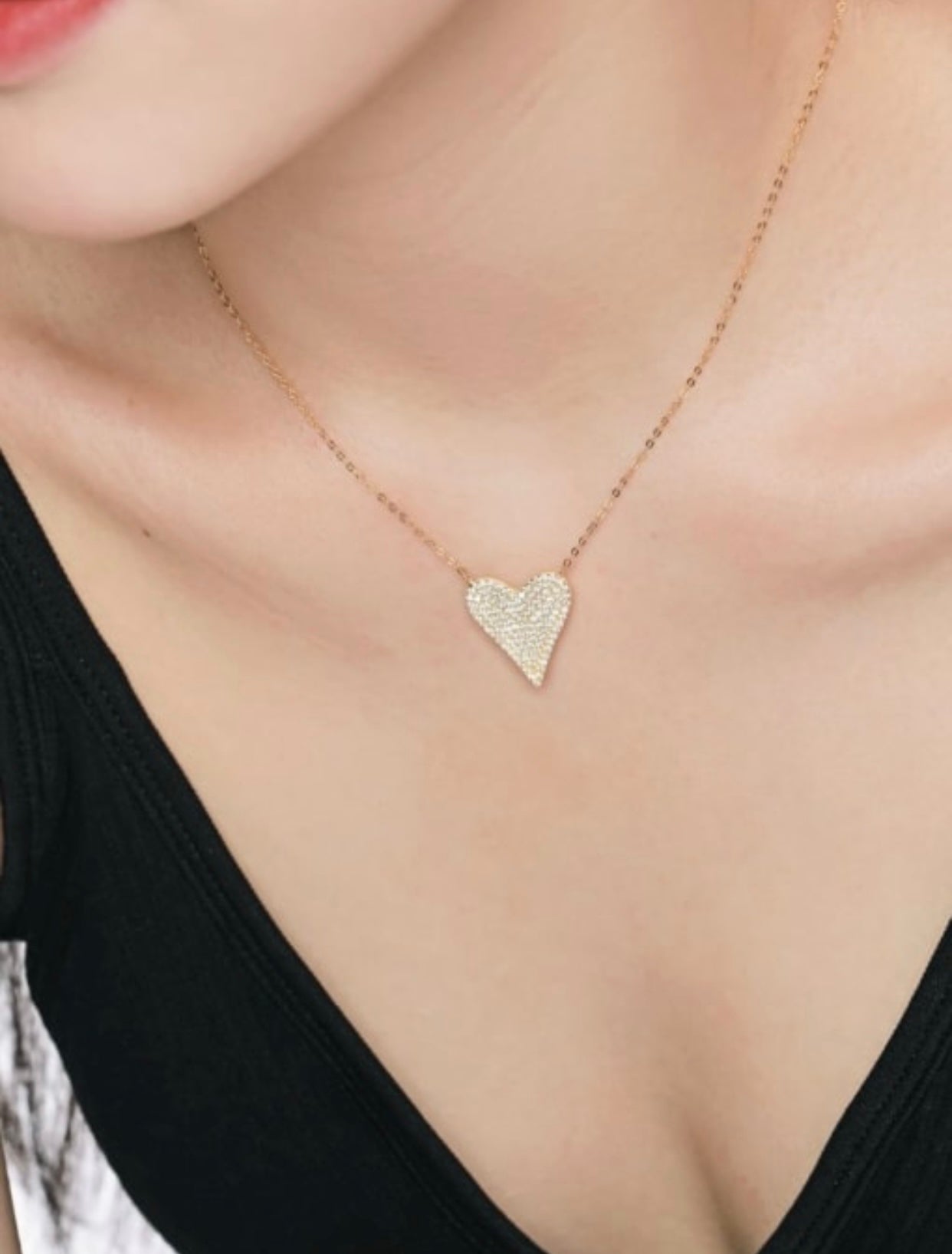 ADELLE STERLING SILVER PAVE HEART PENDENT NECKLACE