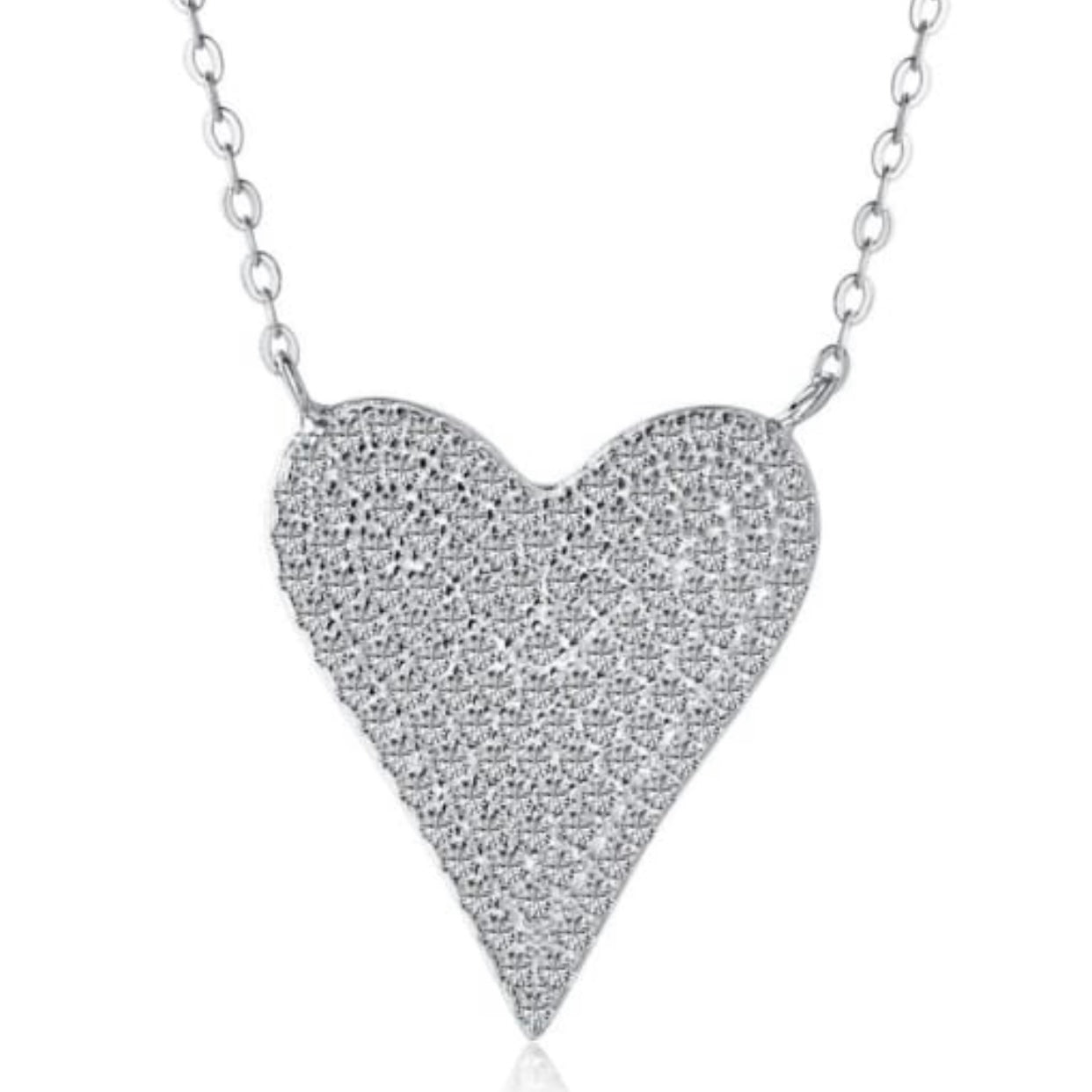 ADELLE STERLING SILVER PAVE HEART PENDENT NECKLACE