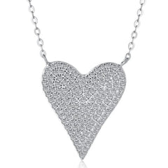 ADELLE STERLING SILVER PAVE HEART PENDENT NECKLACE