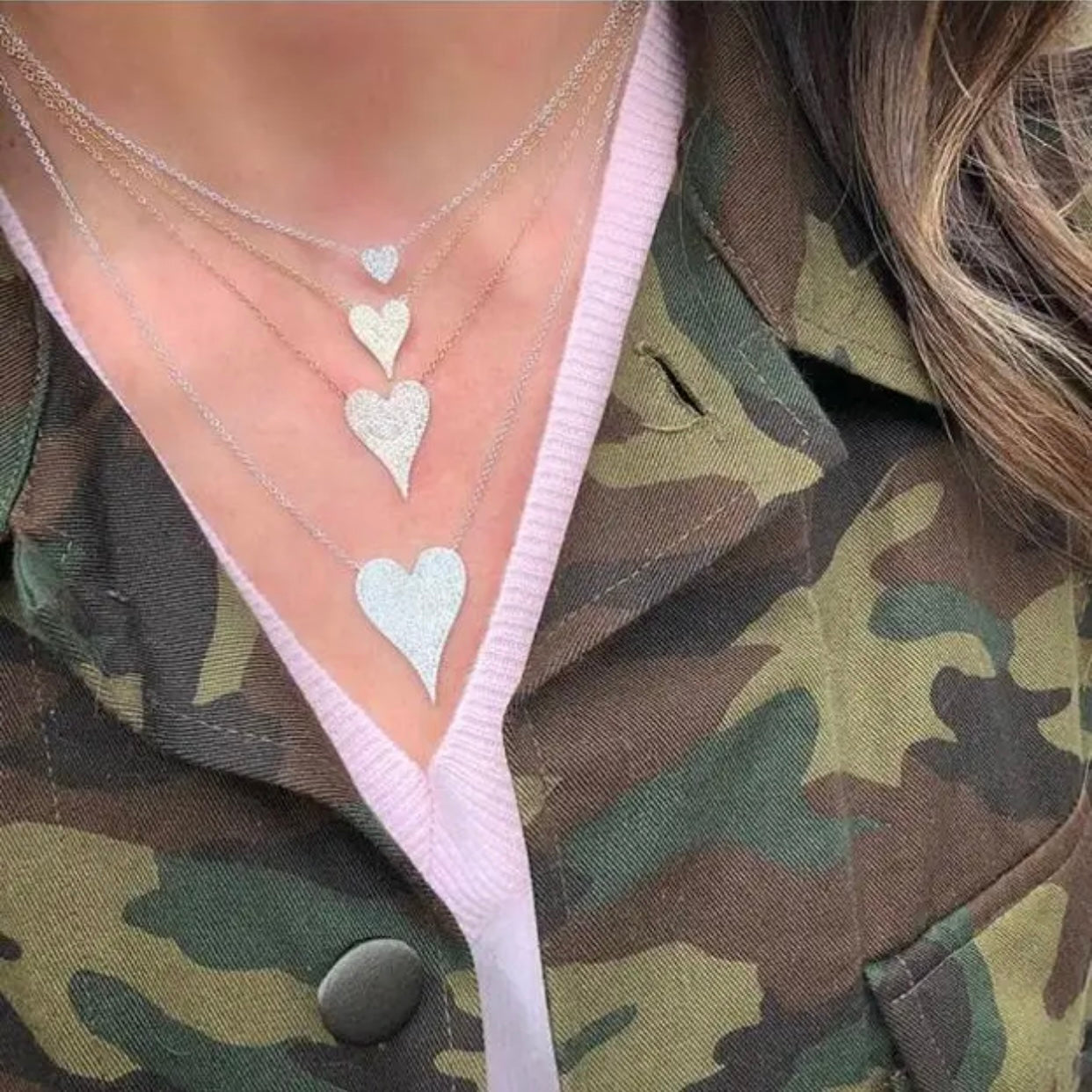 ADELLE STERLING SILVER PAVE HEART PENDENT NECKLACE