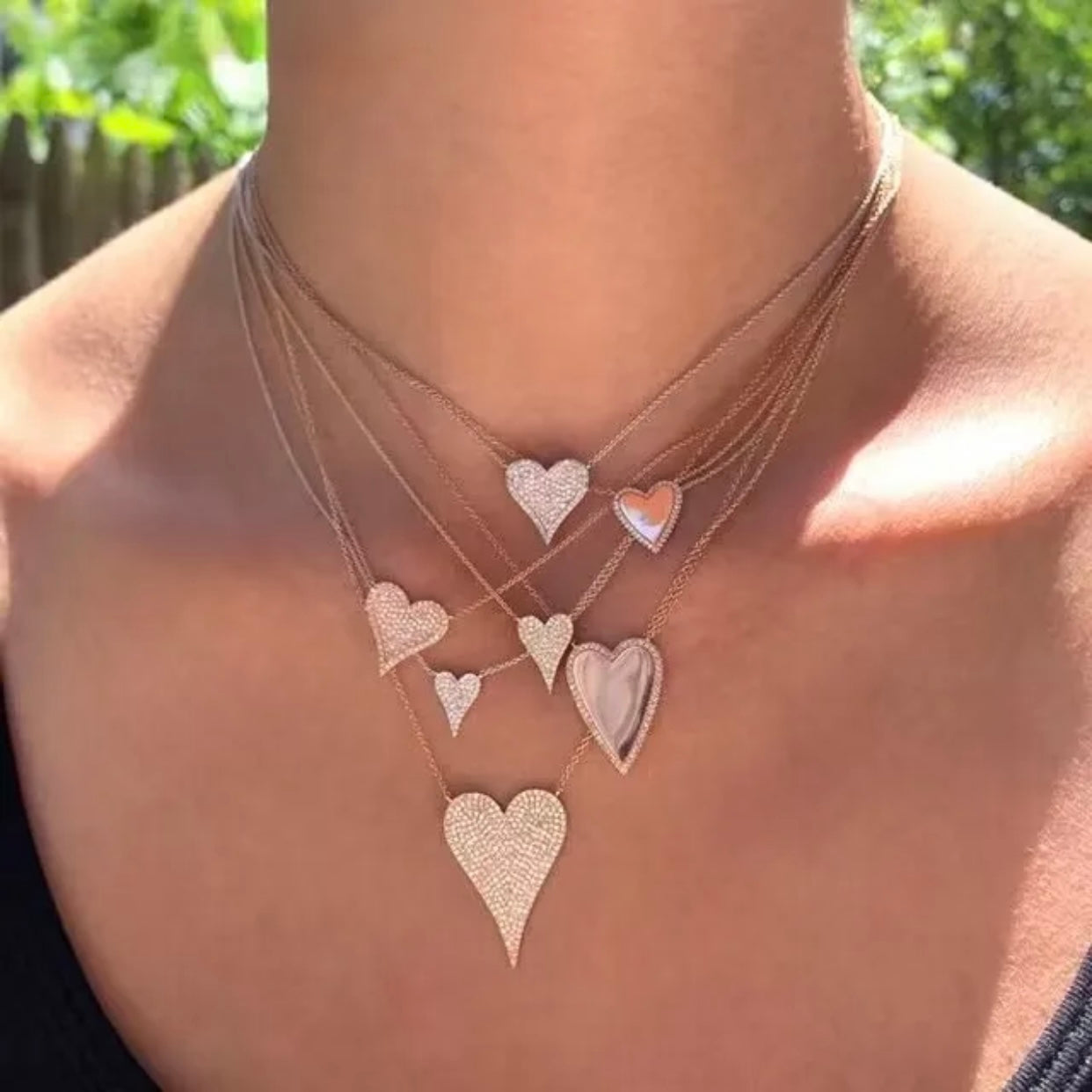 ADELLE STERLING SILVER PAVE HEART PENDENT NECKLACE