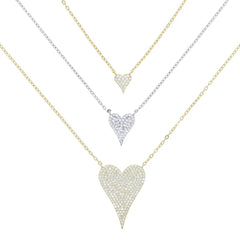 ADELLE STERLING SILVER PAVE HEART PENDENT NECKLACE