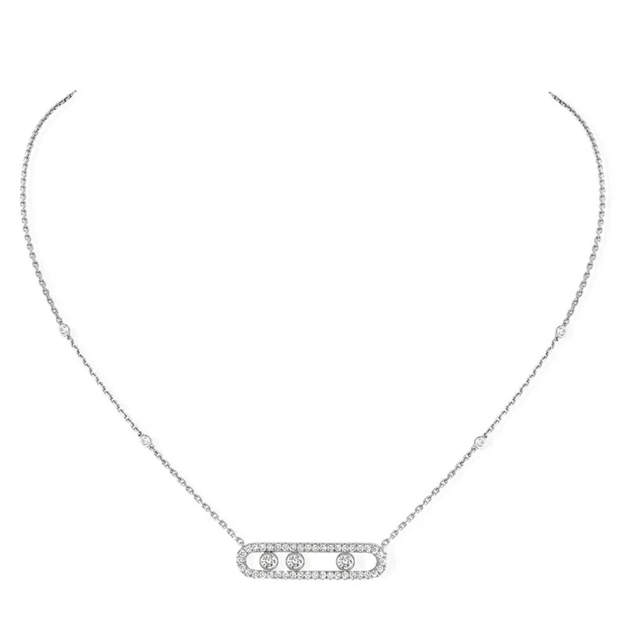 ACANTHA STERLING SILVER 3 DIAMONDS NECKLACE
