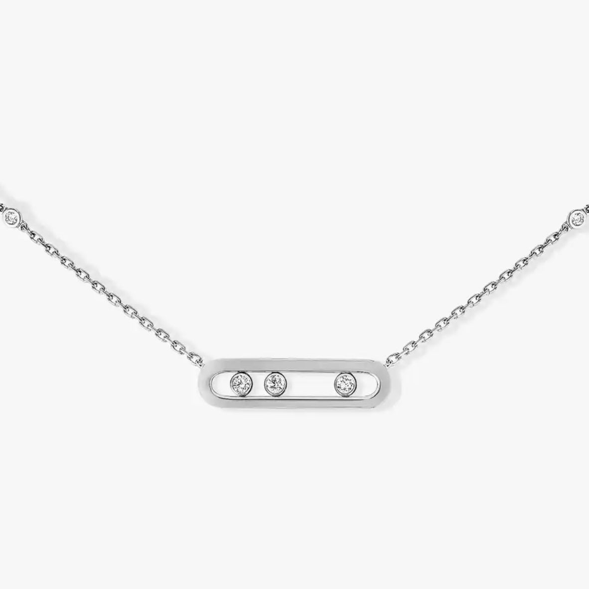 ACANTHA STERLING SILVER 3 DIAMONDS NECKLACE