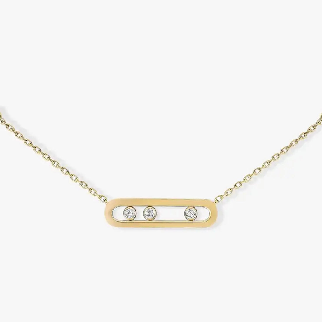 ACANTHA STERLING SILVER 3 DIAMONDS NECKLACE