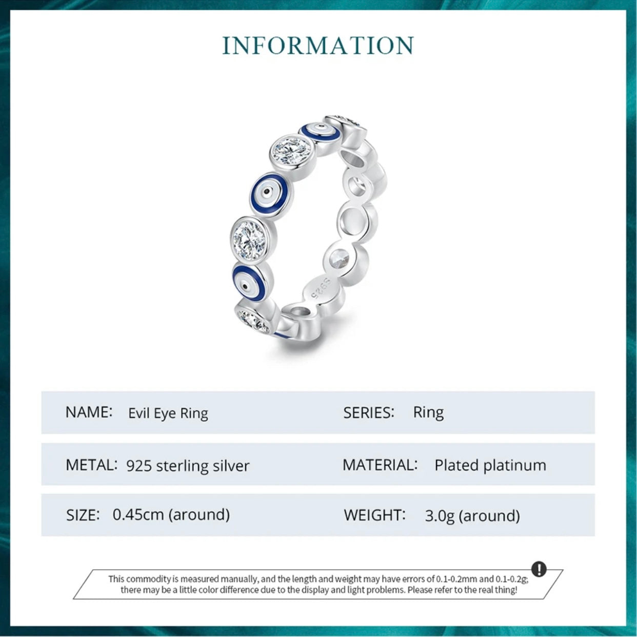 PALMIRA STERLING SILVER EVIL EYE RING