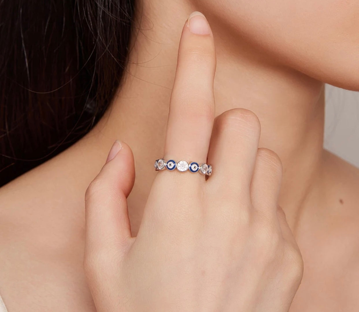 PALMIRA STERLING SILVER EVIL EYE RING