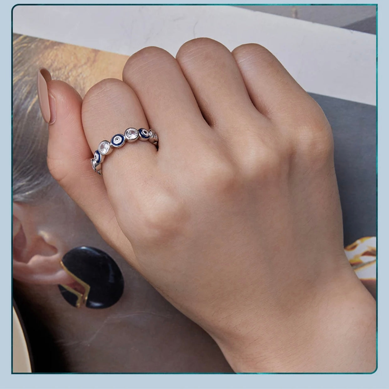 PALMIRA STERLING SILVER EVIL EYE RING